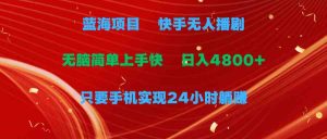 蓝海项目,快手无人播剧,一天收益4800+,手机也能实现24小时躺赚,无脑…-KJ分享