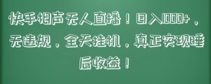 快手相声无人直播,日入1000+,无违规,全天挂机,真正实现睡后收益-KJ分享