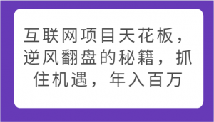 互联网项目天花板,逆风翻盘的秘籍,抓住机遇,年入百万-KJ分享