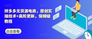 拼多多无货源电商，原创实操技术+高阶更新，保姆级教程-KJ分享