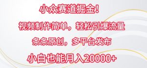 小众赛道掘金，视频制作简单，轻松引爆流量，条条原创，多平台发布-KJ分享
