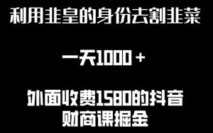 利用非皇的身份去割韭菜，一天1000+(附详细资源)-KJ分享