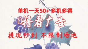 0撸看广告 单机一天50+多机多得 提现秒到 不限制场地操作-KJ分享