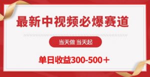 最新中视频必爆赛道，当天做当天起，单日收益300-500+-KJ分享