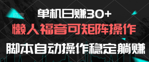 单机日赚30+,懒人福音可矩阵,脚本自动操作稳定躺赚-KJ分享