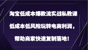 淘宝低成本爆款流实战私教课,低成本低风险玩转电商利润,帮助商家快速复制落地!-KJ分享