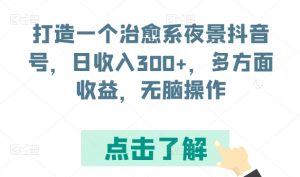 打造一个治愈系夜景抖音号,日收入300+,多方面收益,无脑操作-KJ分享