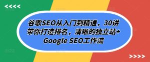 谷歌SEO从入门到精通，30讲带你打造排名，清晰的独立站+Google SEO工作流-KJ分享