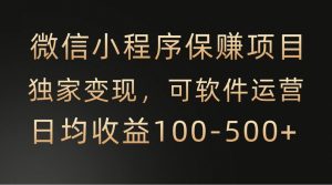 微信小程序，腾讯保赚项目，可软件自动运营，日均100-500+收益有保障-KJ分享