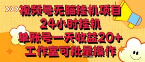视频号无脑挂机项目,24小时挂机,单账号一天收益20+,工作室可批量操作-KJ分享