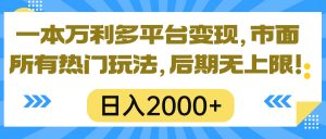 一本万利多平台变现,市面所有热门玩法,日入2000+,后期无上限!-KJ分享