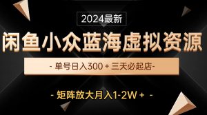 最新闲鱼小众蓝海虚拟资源，单号日入300＋，三天必起店，矩阵放大月入1-2W-KJ分享