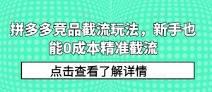 拼多多竞品截流玩法,新手也能0成本精准截流-KJ分享