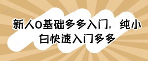 新人0基础多多入门，​纯小白快速入门多多-KJ分享