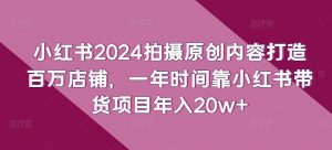 小红书2024拍摄原创内容打造百万店铺,一年时间靠小红书带货项目年入20w+-KJ分享