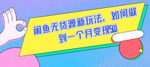 闲鱼无货源新玩法，如何做到一个月变现5W-KJ分享