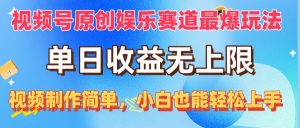 视频号原创娱乐赛道最爆玩法，单日收益无上限，视频制作简单，小白也能…-KJ分享