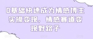 0基础快速成为情感博主实操变现，情感赛道变现野路子-KJ分享