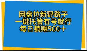 网盘拉新野路子，一键托管有号就行，全自动代发视频，每日躺赚500＋-KJ分享