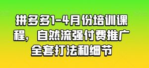 拼多多1-4月份培训课程,自然流强付费推广全套打法和细节-KJ分享