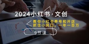 2024小红书文创:教你小红书养号和开店、抓住小风口 一年一百万 (9节课)-KJ分享