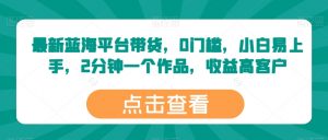 最新蓝海平台带货,0门槛,小白易上手,2分钟一个作品,收益高-KJ分享