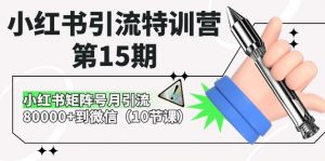 小红书引流特训营第15期，小红书矩阵号月引流80000+到微信（10节课）-KJ分享