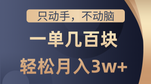 只动手不动脑，一单几百块，轻松月入3w+，看完就能直接操作，详细教程-KJ分享