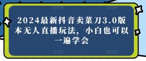 2024最新抖音卖菜刀3.0版本无人直播玩法,小白也可以一遍学会-KJ分享