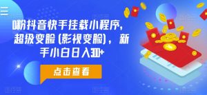0粉抖音快手挂载小程序，超级变脸(影视变脸)，新手小白日入300+-KJ分享