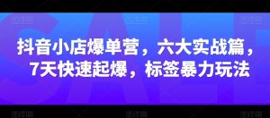 抖音小店爆单营，六大实战篇，7天快速起爆，标签暴力玩法-KJ分享
