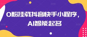 0粉挂载抖音快手小程序,AI智能起名-KJ分享