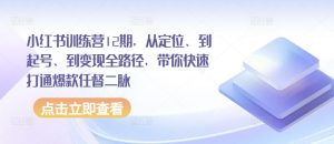 小红书训练营12期，从定位、到起号、到变现全路径，带你快速打通爆款任督二脉-KJ分享