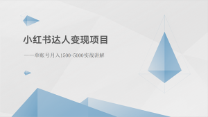小红书达人变现项目：单账号月入1500-3000实战讲解-KJ分享