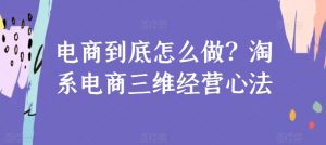 电商到底怎么做?淘系电商三维经营心法-KJ分享