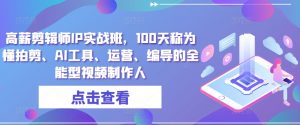 高薪剪辑师IP实战班，100天称为懂拍剪、AI工具、运营、编导的全能型视频制作人-KJ分享