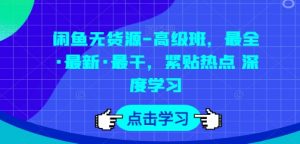 闲鱼无货源-高级班，最全·最新·最干，紧贴热点 深度学习-KJ分享