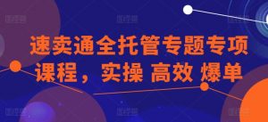 速卖通全托管专题专项课程，实操 高效 爆单-KJ分享