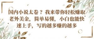 国内小说太卷 ?带你轻松赚取老外美金，简单易懂，小白也能快速上手，写的越多赚的越多-KJ分享
