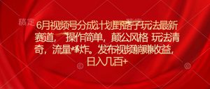6月视频号分成计划野路子玩法最新赛道操作简单，颠公风格玩法清奇，流…-KJ分享
