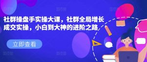 社群操盘手实操大课,社群全局增长成交实操,小白到大神的进阶之路-KJ分享