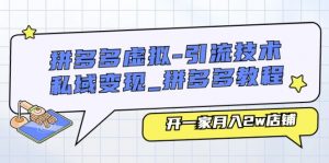 拼多多虚拟引流技术与私域变现-拼多多教程:开一家月入2w店铺-KJ分享