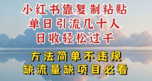 小红书靠复制粘贴单日引流几十人目收轻松过千，方法简单不违规-KJ分享