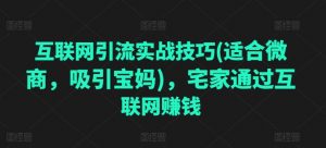 互联网引流实战技巧(适合微商，吸引宝妈)，宅家通过互联网赚钱-KJ分享