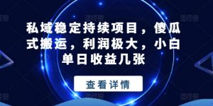 私域稳定持续项目，傻瓜式搬运，利润极大，小白单日收益几张-KJ分享