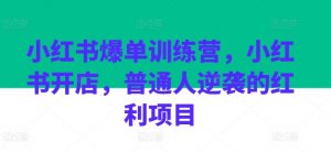 小红书爆单训练营，小红书开店，普通人逆袭的红利项目-KJ分享