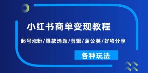 小红书商单变现教程：起号涨粉/爆款选题/剪辑/蒲公英/好物分享/各种玩法-KJ分享