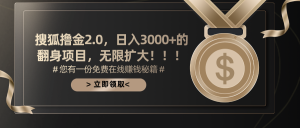 搜狐撸金2.0日入3000+,可无限扩大的翻身项目-KJ分享