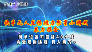 全新6.0快手无人直播,磁力聚星小游戏暴力项目,简单设置,直播48小时…-KJ分享