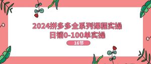 2024拼多多全系列课程实操，日销0-100单实操【16节课】-KJ分享